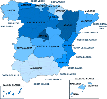 Carte - Régions espagnoles